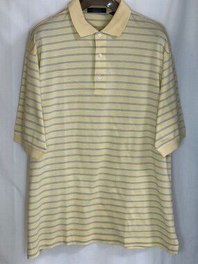 Carnoustie Men's Short Sleeves w/ Collar Striped Polo Shirt -Moccasin Yellow- XL